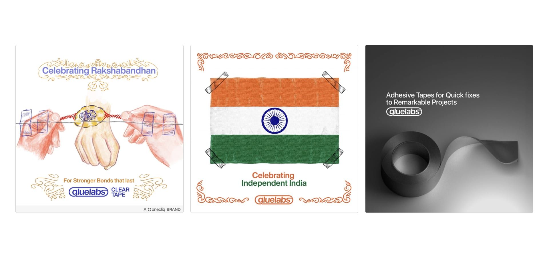 Three Gluelabs posts: Raksha Bandhan, Independence Day and adhesive tapes