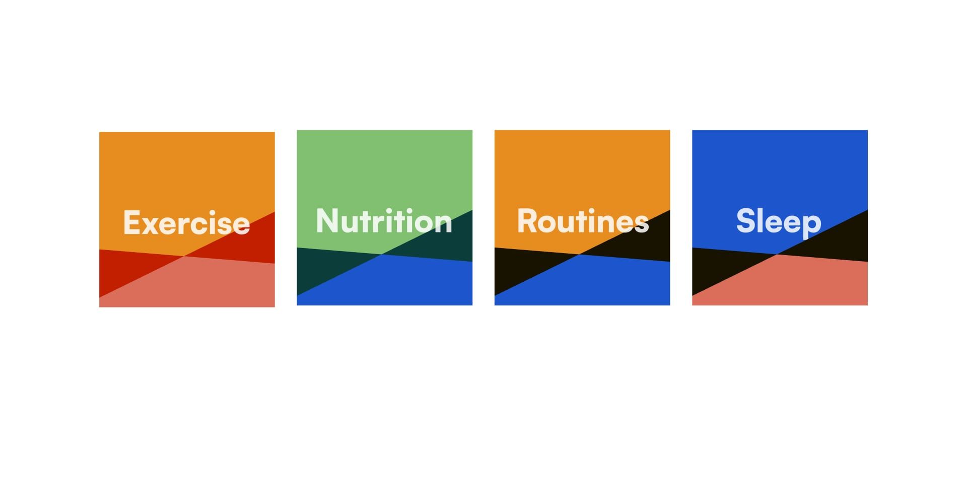 Four Tweaq category tiles: Exercise, Nutrition, Routines and Sleep